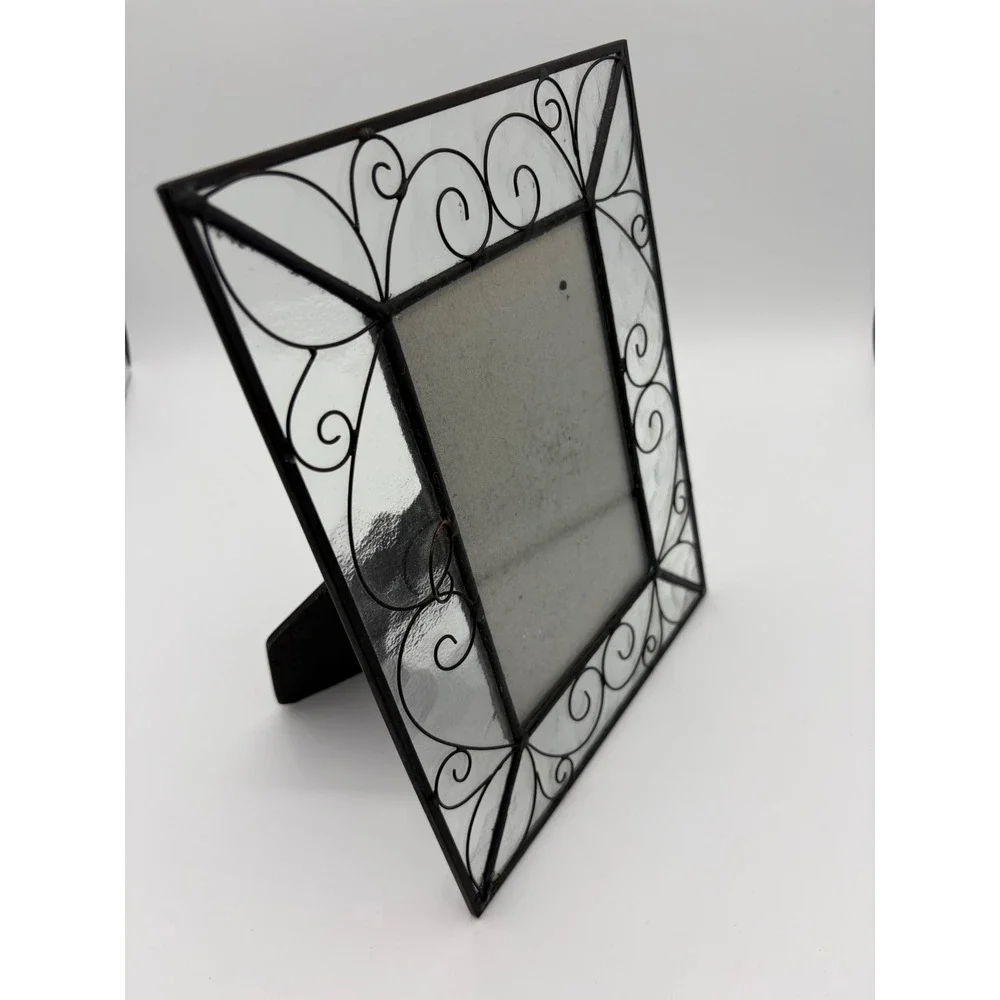 Vintage Black Wire Scrollwork Glass Picture Frame 4x6 Filigree Tabletop Decor
